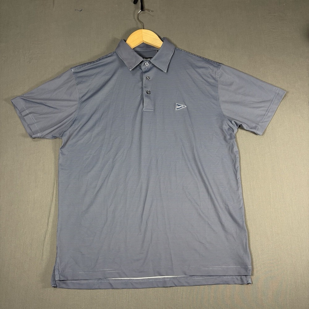 Breezy Short Sleeve Striped Polo Shirt Men's Size Small Blue